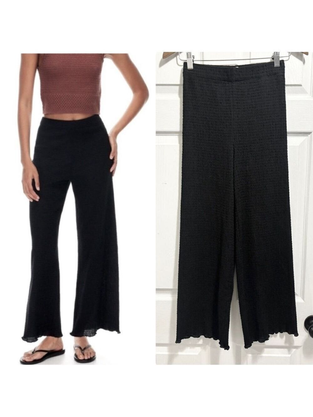 Wilfred Verona Pant Seersucker Aritzia pull-on High-Waisted Pants Black Size XS